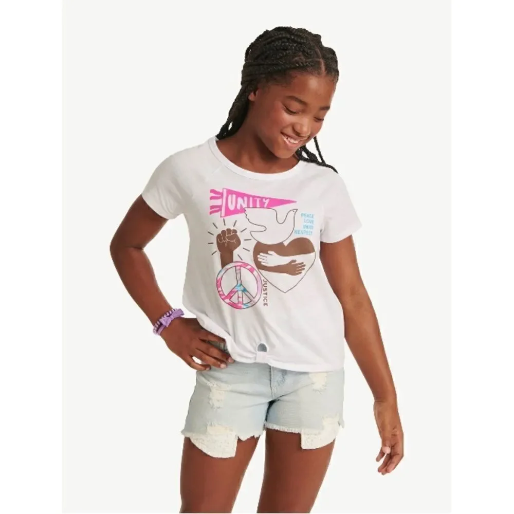 Justice Girls Lightweight Knot Front Graphic T-Shirts 2-Pack Size L (12/14)